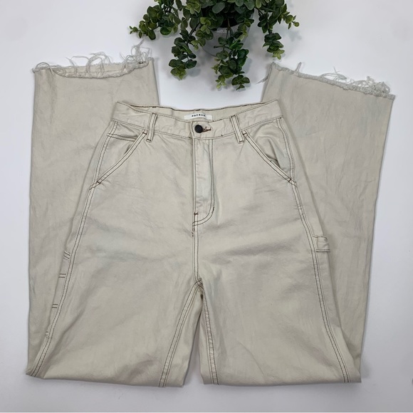 PacSun Wide Leg Carpenter Ultra High Waist Cream Color Jeans Size 27 - Picture 5 of 16